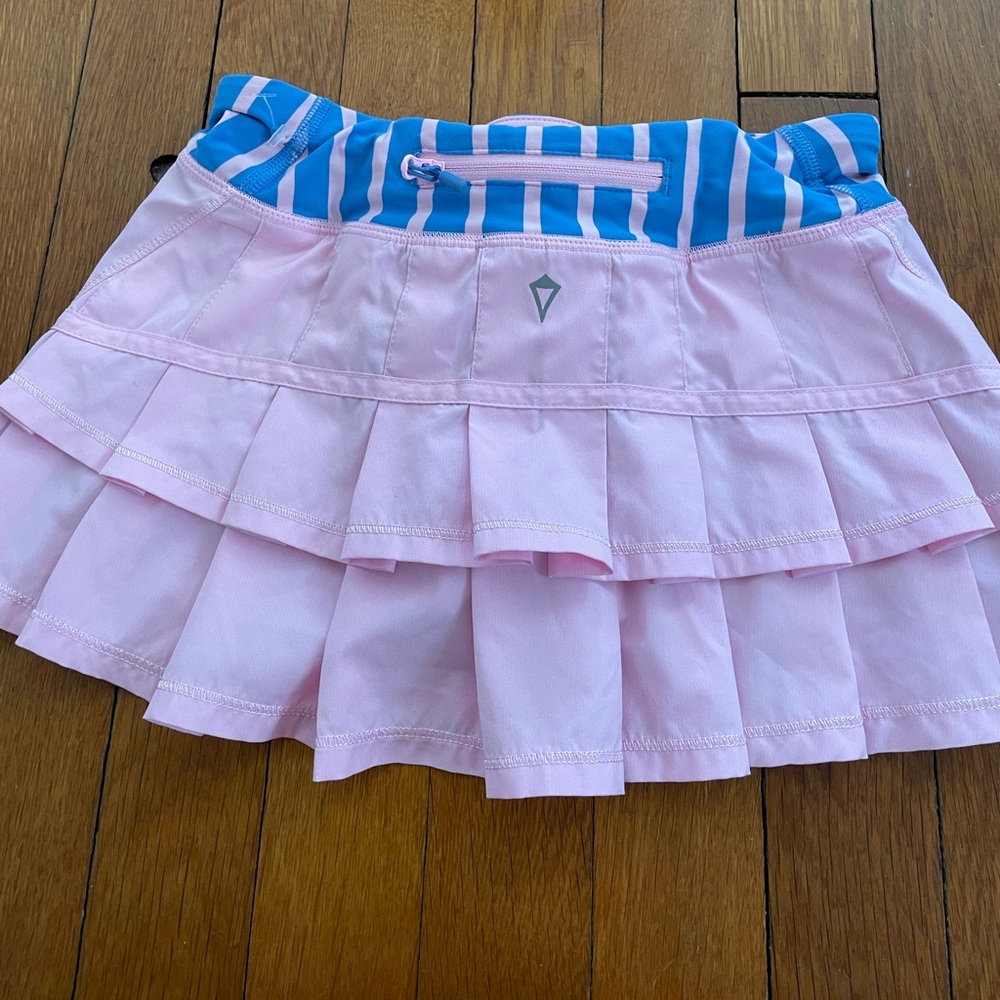 Pink Skort with Blue Striped Waistband